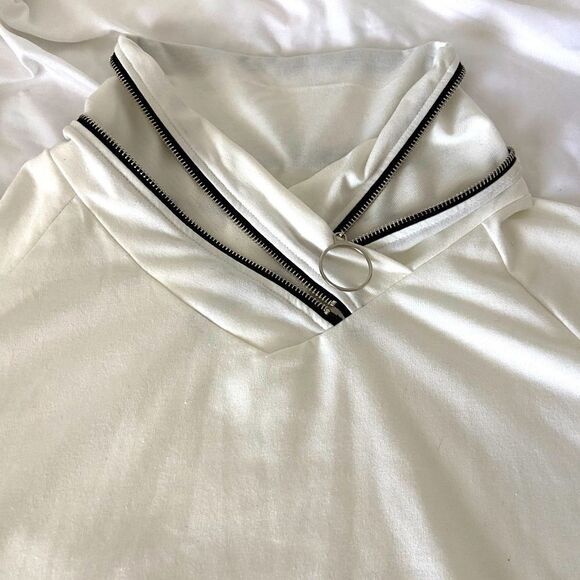 Exclusive brand unisex white sweatshirt XXL with zipper around the neck - Picture 6 of 7